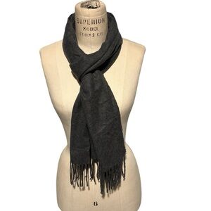 Merona Charcoal Gray Fringe Scarf‎ Soft Winter Wrap, Unisex, One Size